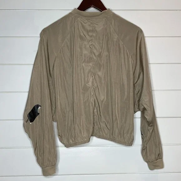 NOISY MAY Jacket Small Lip Stick Ice Cream Bars Tan Beige Short Cropped British - Picture 4 of 8